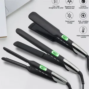 Professional 2 in 1 Perfect Straight Smooth Ceramic Flat Iron 1 inch Prevent Hair Damage Hair Straightener and Curler