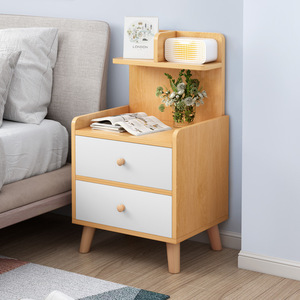 <span class=keywords><strong>Mesita</strong></span> de <span class=keywords><strong>noche</strong></span> sencilla y moderna con armario pequeño de madera de fácil almacenamiento y estante multifuncional para dormitorios pequeños - Product Image 1