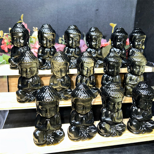 Kindfull Vente Flash Bouddha en <span class=keywords><strong>Obsidienne</strong></span> <span class=keywords><strong>Dorée</strong></span> Naturelle de Haute Qualité 8CM pour Décoration - Product Image 4