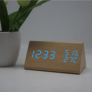 OEM Elektrikli Çok Fonksiyonlu LED Dijital Ahşap Ofis Çalar Saati, Akustik Kontrol Algılamalı Zaman, Tarih ve Sıcaklık Göstergeli - Product Image 5