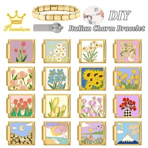 กำไลข้อมือสแตนเลสสตีลลายดอกไม้สไตล์ DIY สีทอง ประดับมุกเทียมคริสเตียน ดีไซน์สดใส ปรับแต่งได้ สร้างสรรค์ ใช้งานได้หลากหลาย - Product Image 4