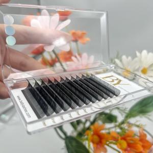 Venta al por mayor 5D <span class=keywords><strong>Flora</strong></span> 0,07 C D <span class=keywords><strong>Curl</strong></span> Super Soft Matte Black Flowering Fairy Extensiones de pestañas Bandeja de pestañas de seda con logotipo personalizado - Product Image 1