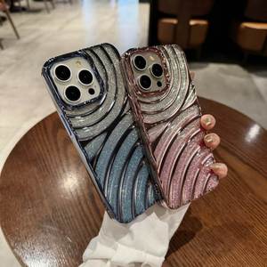 Étui de téléphone antichoc en TPU avec effet d'ondulation de l'eau et paillettes électro-plaquées de luxe, compatible avec les modèles 16, 15, <span class=keywords><strong>11</strong></span>, 12, 13, 14 Pro Max Plus, <span class=keywords><strong>coque</strong></span> <span class=keywords><strong>transparente</strong></span> - Product Image 2
