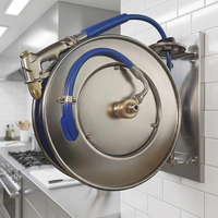 Pistolet à eau en acier inoxydable pour cuisine commerciale, robinet de pulvérisation à haut débit, ressort rétractable, enrouleur de tuyau de pré-rinçage pour simple