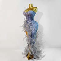Robe de scène de luxe argentée avec ailes de papillon 3D - Robe de performance scolaire de danse britannique à fente haute et strass lourds