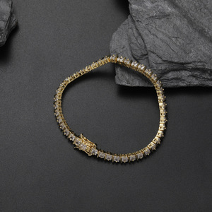 3MM Square Zirconium 2-claw <b>Copper</b> Single-row Chain, Hip-hop Men's Tennis <b>Bracelet</b>. Tanjing Fashion Lijing Necklace - Product Image 2