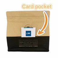 Sacs à café en papier kraft personnalisés, résistants à l'humidité et aux odeurs, biodégradables, avec valve et poche pour carte