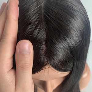 Fasimei Tự Nhiên Màu Đen Chưa Qua Chế Biến Tóc Giả Tóc Con Người Lụa Top Đầy Đủ Tay Gắn Mono Y Tế Tóc Giả Cho Tạo Kiểu Tóc - Product Image 3