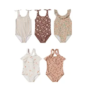 Toddler Kids Baby Girls Swimwear Print One Piece Girl Ruffles Summer Swimsuit Jumpsuits Bathing Swimming Suit