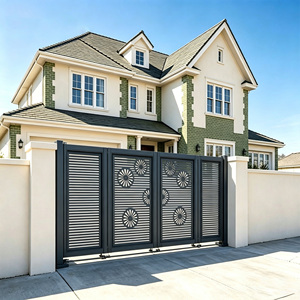 Zhanjiang Automatic Aluminum Alloy Trackless Folding Gate Grey <b>Swing</b> Gate for Villa School Outdoor Use - Product Image 1