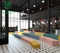 Comptoir Bar Commercial Moderne avec Étagères pour Bouteilles de Vin et Cigares, Présentoir pour Boissons, Table et Chaises pour Restaurant, Salon, Centre Commercial et Hôtel