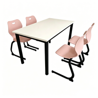 Ensemble table et chaises de salle à manger en plastique léger, écologique, durable, gain de place, 4 places, design minimaliste pour restaurant, école