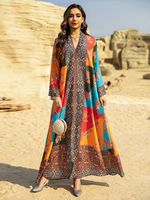 2025 Eid musulman nouvelle robe de mode imprimée pour les femmes Ramadan Abaya longue Robe maroc caftan dubaï Robe Jalabiya