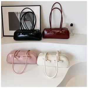 Manufacturer Custom Wholesale 2024 Ladies Fashion Vintage Hand Bags Bowling Bags Woman Genuine Leather Handbags