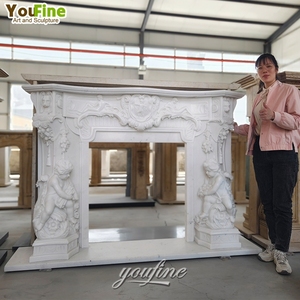 Estatua de chimenea de mármol victoriano personalizada moderna de piedra natural tallada a mano - Product Image 4