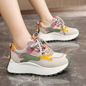Nuevos zapatos casuales de viaje con bloqueo de color de suela gruesa transpirables informales con aumento de altura 2025 - Product Image 4