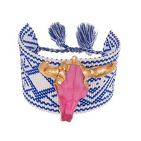 Bracelet tressé bohème à motif diamant Jinhua pour femme, motif tête de bovin, best-seller transfrontalier ; Bracelet animalier brodé en fer