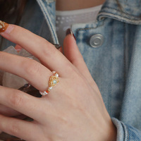 Böhmischer Reisperlen-Süßwasserperlen-Ring mit Goldüberzug für Damen - Hochzeits-/Jahrestagsgeschenk