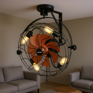 Ventilateur de plafond LED Vevor 21 pouces avec lumière, télécommande, 6 vitesses, éclairage mural industriel pour intérieur, montage encastré, moteur AC - Product Image 2