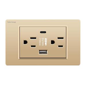 Aluminum Brushed Black Panel US Standard 5/6 Outlets 110V-250V 20A One-piece Six-hole Socket White Gray Gold - Product Image 4