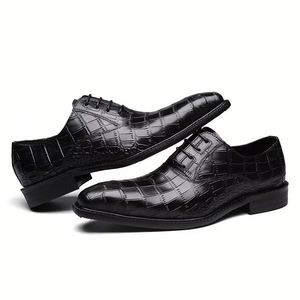 Zapatos Formales de Negocios para Hombre, de Cuero Genuino, Punta Cerrada, Sin Cordones, Diseño Repujado Pintado a Mano, Otoño 2026, Superventas - Product Image 4