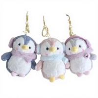 Porte-clés pingouin mignon en peluche de 4 pouces, animal en peluche doux en coton PP, avec écouteurs brodés, breloque légère pour sac, accessoires pour machine à griffes