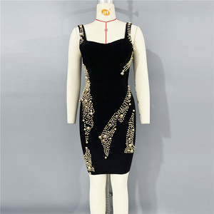 Femmes élégant été solide motif robe de soirée dentelle décorée plissée Technique durable lavable tenue de fête pour Club - Product Image 2