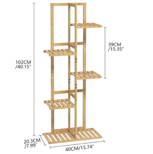 Soporte de Madera para Macetas de Alta Calidad y Ecológico, de 5 Niveles y 6 Macetas, Moderno y Clásico, para Interiores y Exteriores, Estantes de Exhibición para Plantas, Marca <span class=keywords><strong>XNS</strong></span> - Product Image 5
