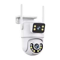 Caméra IP de sécurité extérieure Wifi PTZ 6MP 4K Icsee à double objectif avec alarme sonore et lumineuse, vision nocturne
