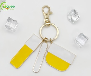 Superior Durability Premium Electroplating Surface Yellow and White Patchwork Color Metal Cute <b>Keychain</b> for Handbags/ Gift - Product Image 5