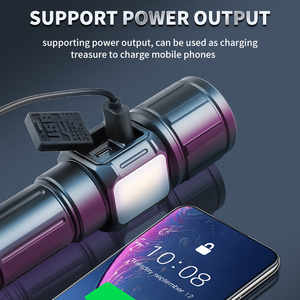 Новый 1500 м фонарик дальнего действия ультра яркий 30 Вт фонарик перезаряжаемый желтый красный COB боковой свет Факел цифровой дисплей питания - Product Image 6