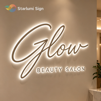 Enseigne lumineuse LED personnalisée avec logo 3D pour entreprise, enseigne lumineuse LED rétroéclairée en métal doré et acrylique, enseigne lumineuse LED illuminée