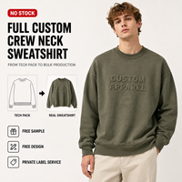 Sudadera OEM Verde Oliva con Logotipo en Relieve 3D, Sudadera de Felpa de Algodón Grueso, Estilo Casual Urbano para Hombre, Cuello Redondo