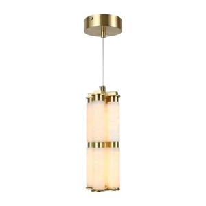 Lámpara de Araña LED de Alabastro Natural para Decoración del Hogar, Minimalista, Blanco Cálido, Moderna, Colgante de Mármol Cilíndrico para Sala de Estar o Villa - Product Image 1
