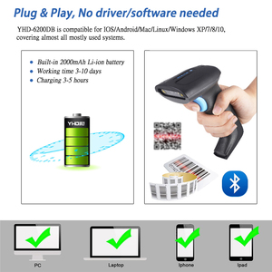 Yhdaa 3 trong 1 không dây <span class=keywords><strong>Bluetooth</strong></span> Đầu đọc mã vạch dài khoảng cách truyền 2D cầm tay máy quét mã vạch - Product Image 3