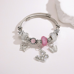 Bracciale con Charm Regolabile in Acciaio Inossidabile con Orsetto, Farfalla e Cuore, Accessori DIY per Donna, Stile Dora - Product Image 6