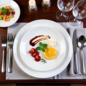 Juego de Platos de Porcelana Modernos, No Tóxicos, Aptos para Lavavajillas, Ecológicos, con Logotipo Personalizado para Bodas y Hoteles, de 8/10 Pulgadas, Marca DianTong - Product Image 1
