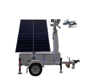 Nouvelle Arrivée : Tour d'éclairage mobile solaire IP65 avec mât manuel de 7m, 4x100W LED DC24V 5000K Lumière du jour pour parking - Product Image 1