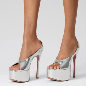 Sandales à plateforme épaisse et talons hauts fins, style personnalisé, à bout ouvert, sexy, pour femmes, grandes tailles 45, pour pieds larges - Product Image 1