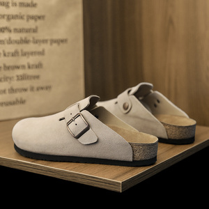 Sabot a Zoccolo da Donna di Alta Qualità con Fibbia, Suola Comoda <span class=keywords><strong>in</strong></span> Sughero, Interamente <span class=keywords><strong>in</strong></span> <span class=keywords><strong>Pelle</strong></span> Scamosciata di Vitello, Taglie USA 4-15, Vendita Diretta dalla Fabbrica - Product Image 6