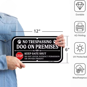 12นิ้ว x 6นิ้ว<span class=keywords><strong>ป้าย</strong></span>จราจรอลูมิเนียมในร่ม/กลางแจ้งจางทนกันน้ำห้ามสุนัขเข้ารั้วกั้น-สามารถ - Product Image 6