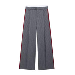 Pantalones a Rayas de Otoño para Mujer, Pantalones Casuales de Cintura Alta a la Moda, Elegantes Pantalones Anchos para Mujer - Product Image 1