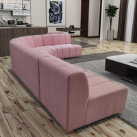 Ensemble de meubles de salon sectionnels en tissu lin moderne de luxe, design incurvé, canapé modulaire rectangulaire en bouclette, rembourrage en mousse Xingjie