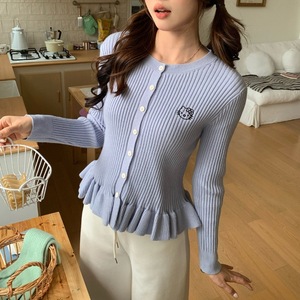 Korean Sweet Aging Embroidered <strong>Black</strong> Fungal Lace Knitted Sweater for Women, New Sweater Shows <strong>Thin</strong> and Versatile Style <strong>Cardigan</strong> - Product Image 3