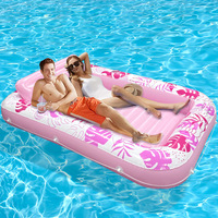 Piscine flottante gonflable d'extérieur en PVC certifiée CE, grand bateau flottant carré, transat flottant pour adultes pour bronzer