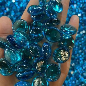 ลูกปัดแก้วสีน้ำเงินขอบเรียบ สำหรับตกแต่งบ้าน ของเล่นเด็ก ตกแต่งตู้ปลา งานฝีมือ ลูกปัดแก้วแบนสีน้ำเงิน - Product Image 4