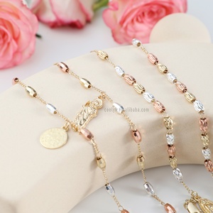 Tricolor 14k chapado en Oro de la Virgen de Guadalupe esclavo y St Bennedict Oro Laminado Brazalete de la Virgen de Guadalupe y de San Benito, 3 colores - Product Image 2