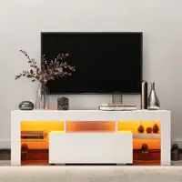Modern Corner Long Fireplace TV Stand for Living Room