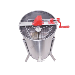 Extractor de miel manual de 3 cuadros de acero inoxidable con soporte ajustable y tapa transparente - Product Image 5