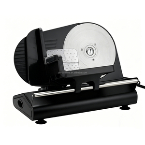 Rebanadora de <span class=keywords><strong>Carne</strong></span> Eléctrica de 150W, Rebanadora Doméstica de 220mm (8.7 Pulgadas), Cuchilla de Acero Inoxidable, Grosor Ajustable de 0-15mm, Aluminio Fundido Negro - Product Image 1